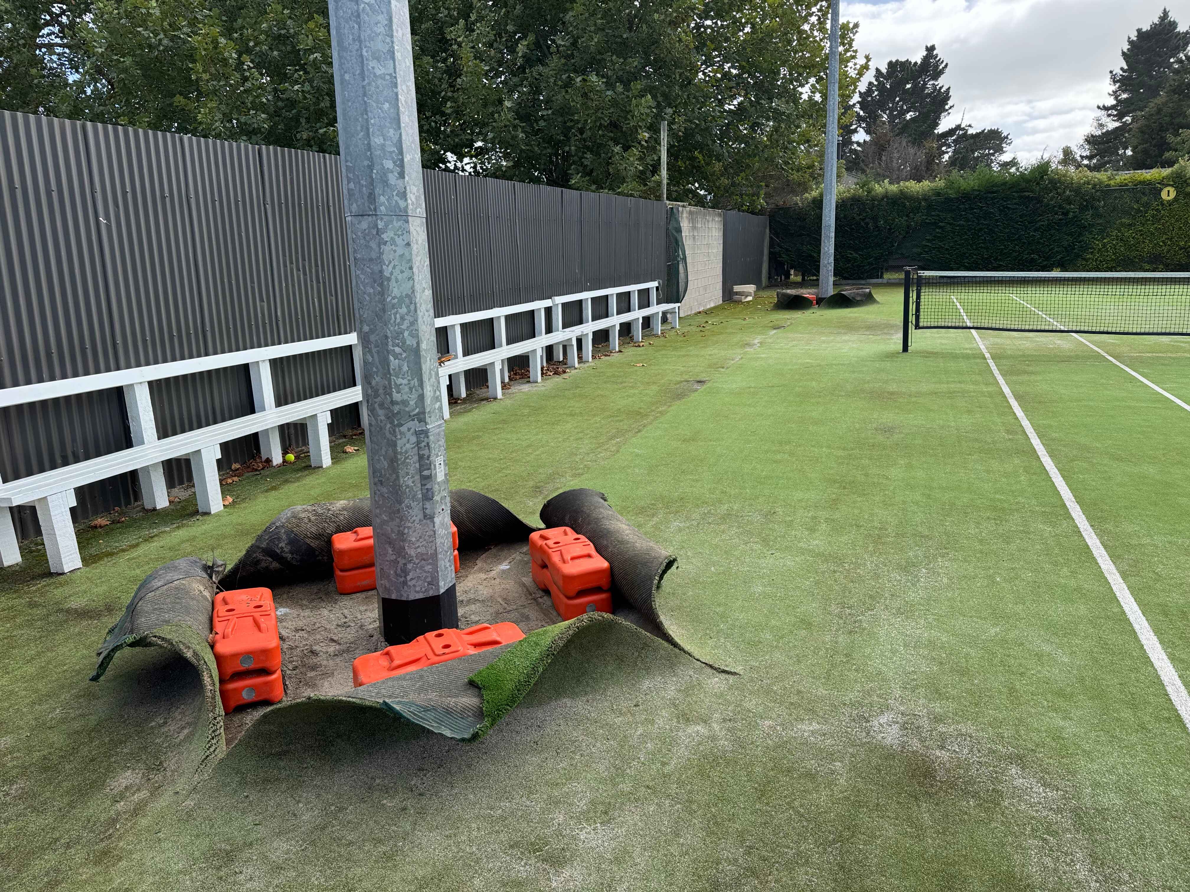 Light post getting ready to be removed