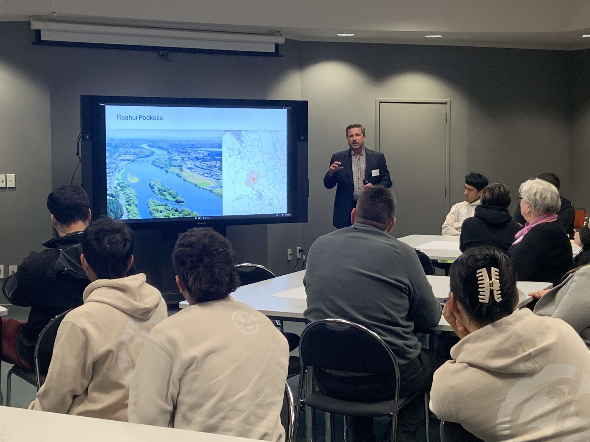 Blair Keenan presenting about local economy