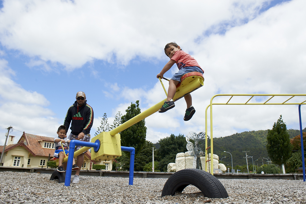 A family enjoying a playground in Ngaruawahia